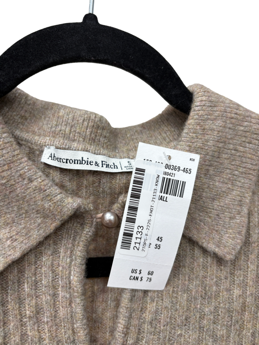 Abercrombie & Fitch Beige Pearl Button Collared Cardigan UK S