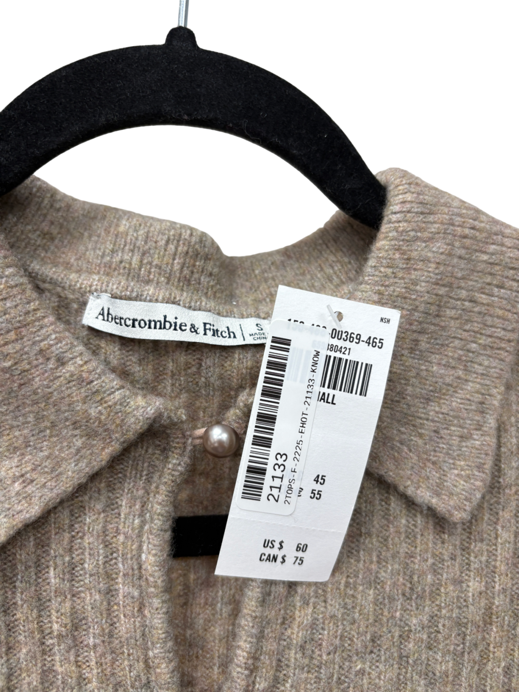 Abercrombie & Fitch Beige Pearl Button Collared Cardigan UK S