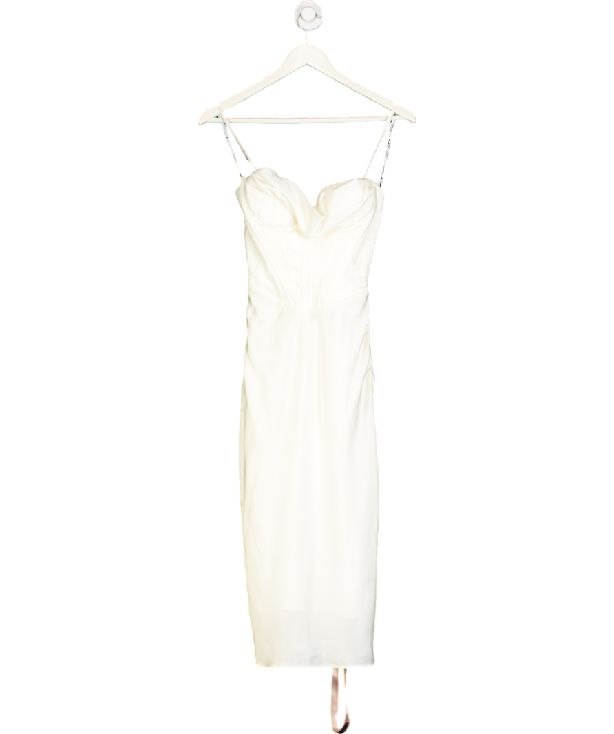 House of CB Cream Corset Draped Satin Midi Dress UK XS