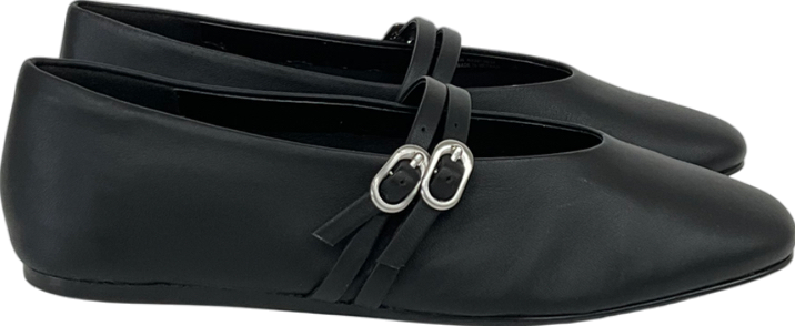 Next Black Standard Fit Forever Comfort® Leather Round Toe Mary Jane Shoes UK 4 EU 37 👠