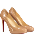 Christian Louboutin Nude Patent Leather Platform Pumps Black 100mm UK 4 EU 37 👠