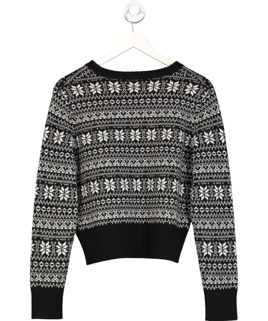 LILYSILK Black 100% Cashmere Fairisle Jumper UK M