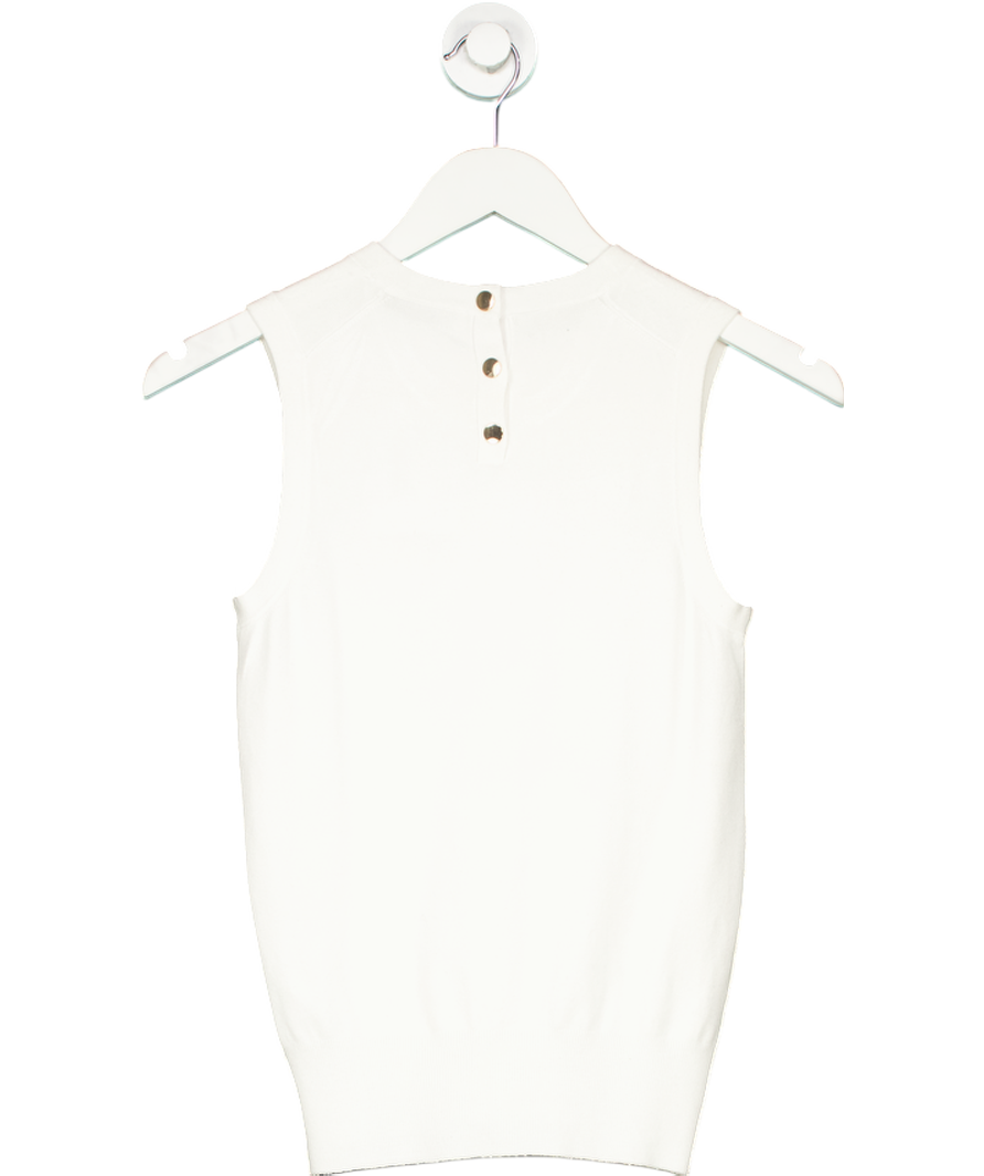 ZARA White Sleeveless Knit Button Back Top UK S