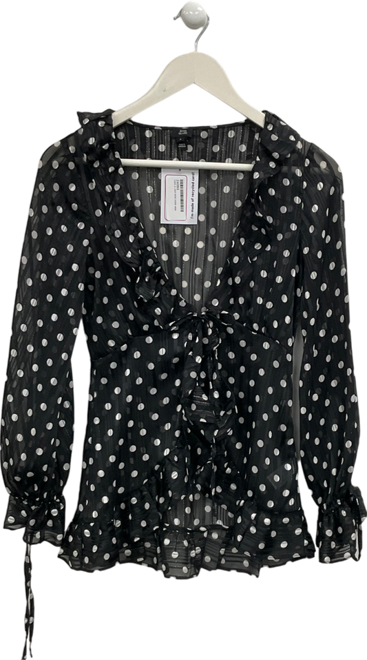 River Island Black Polka Dot Sheer Blouse UK 6