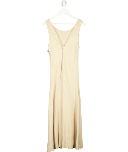 Fig & Basil Beige Knitted Rib Midaxi Dress UK 12