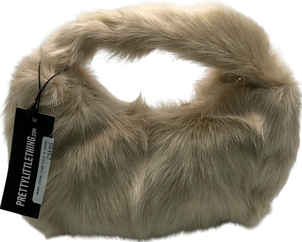 PrettyLittleThing Beige Label Cream Faux Fur Handbag