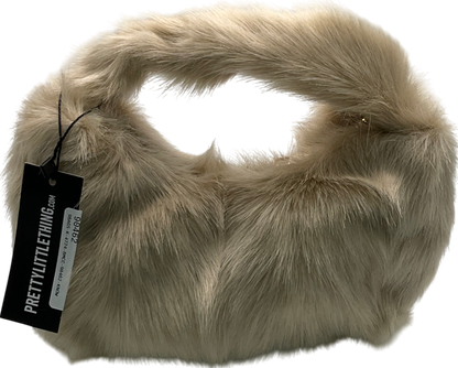 PrettyLittleThing Beige Label Cream Faux Fur Handbag