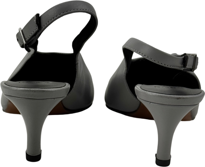 ASOS Design Sculpt Premium Slingback Mid Heel Shoes In Grey Leather UK 4 EU 37 👠