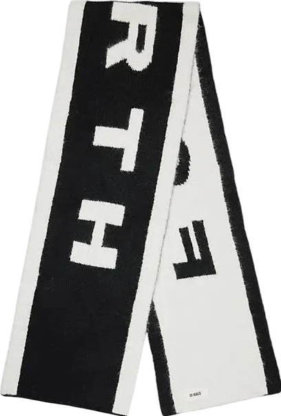 4th & Reckless Black / White Reversible Letti Logo-pattern Knitted Scarf One Size