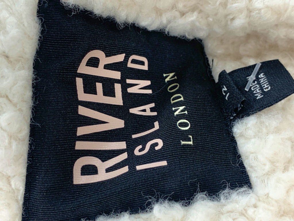 River Island Black and White Faux Shearling Jacket UK 12