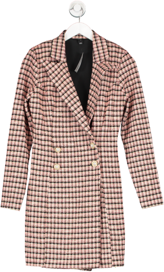 River Island Pink Check Boucle Blazer Dress UK 8