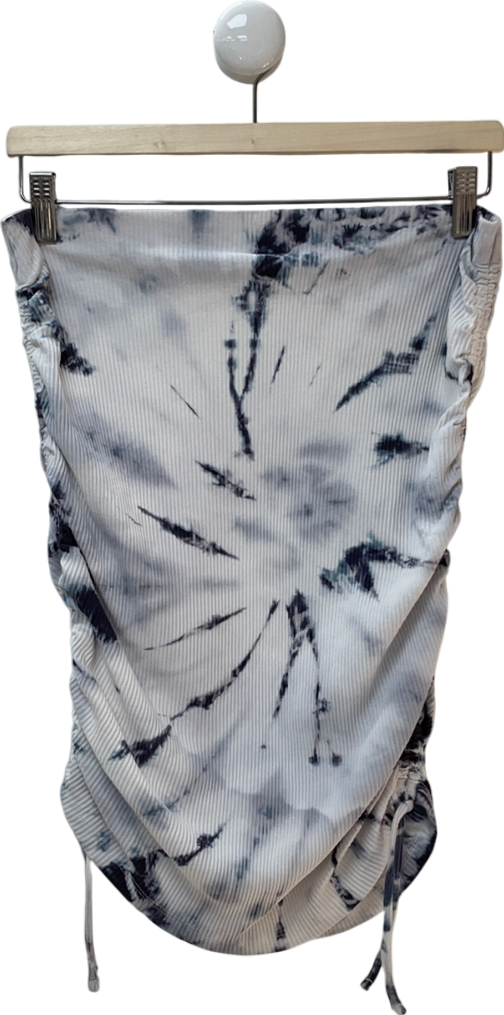 H&M White Tie Dye Ruched Mini Skirt UK M