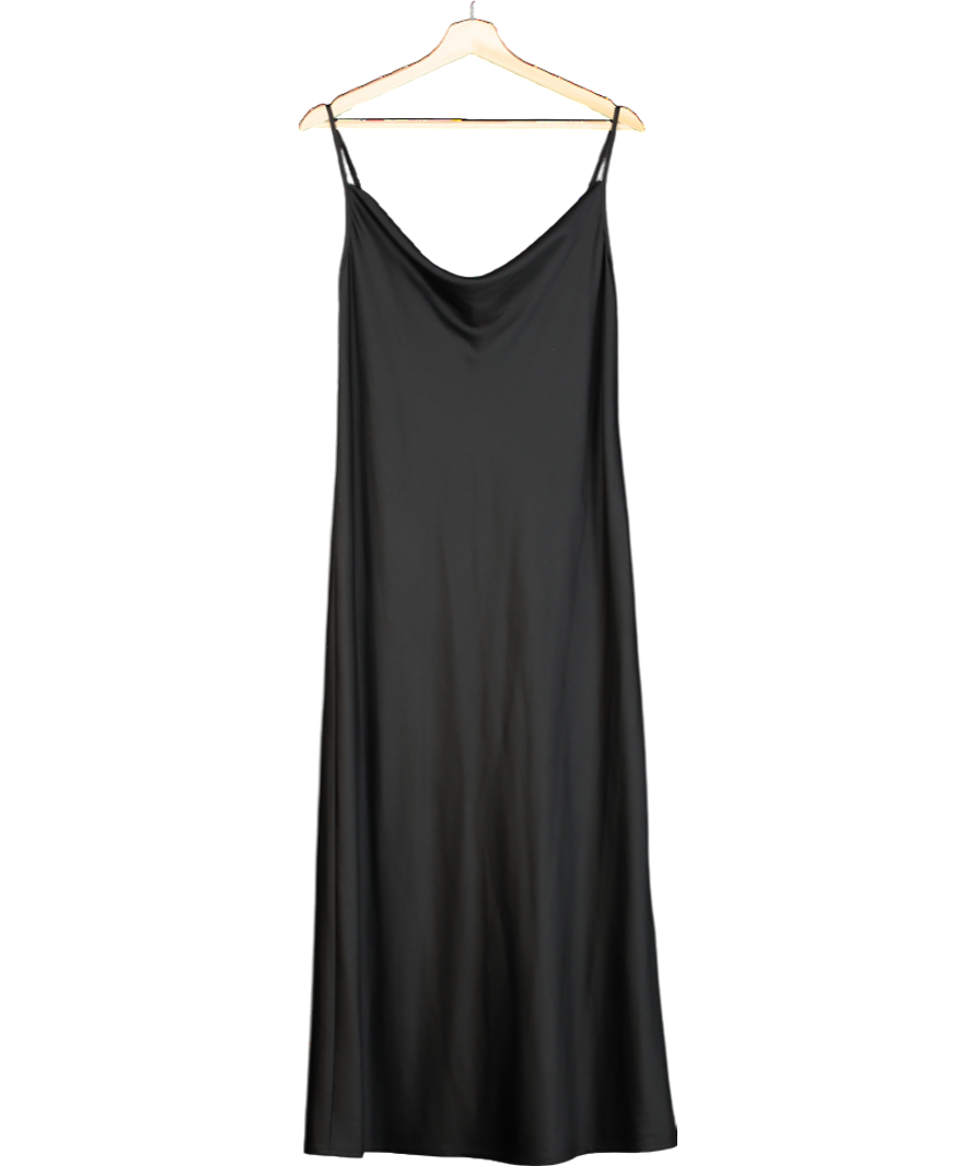 MaxMara Black Satin Slip Dress UK S