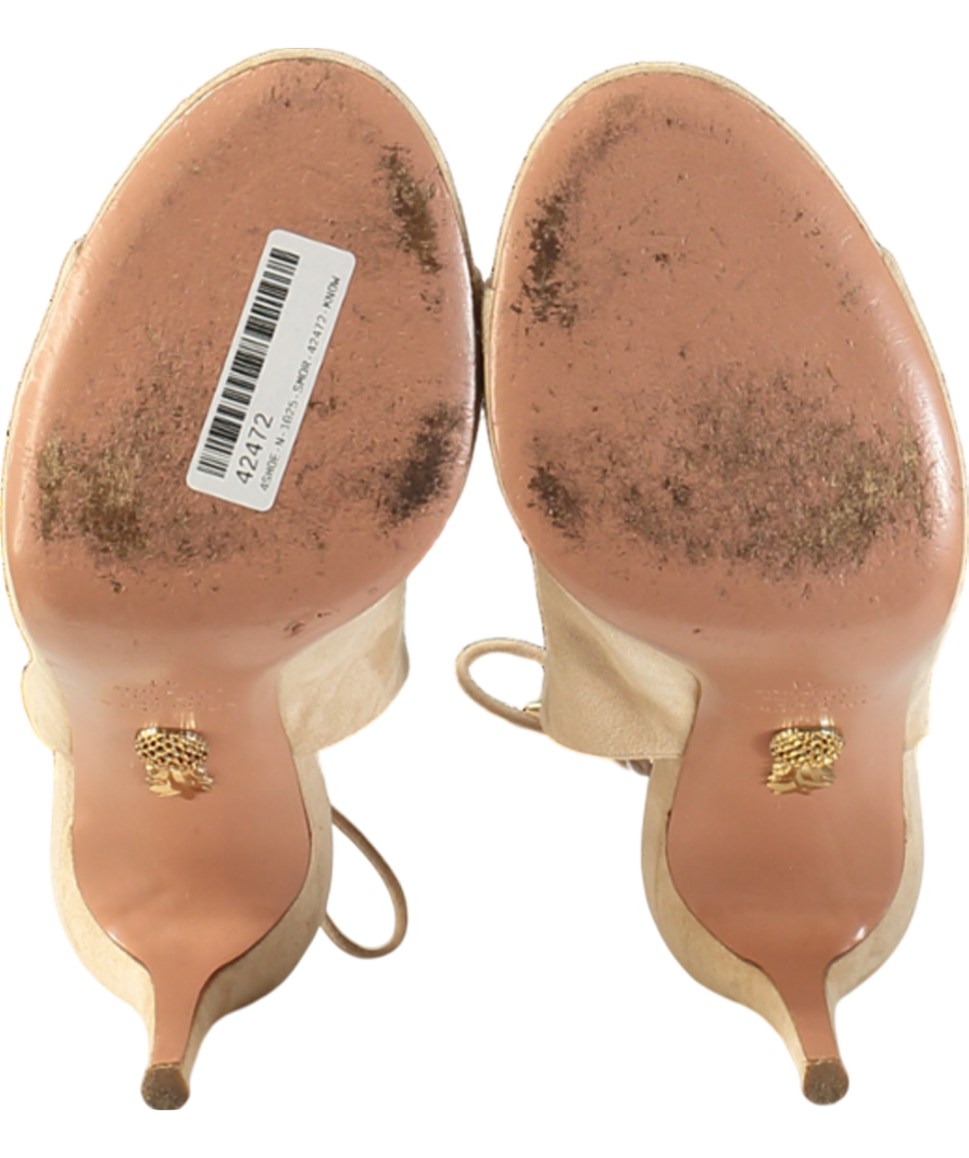 Aquazzura Ami Peep-toe High Heel Sandals In Beige Suede UK 8 EU 41 👠