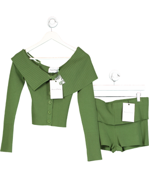 HOUSE OF SUNNY Green One Love Rib Co-ord Set UK 10