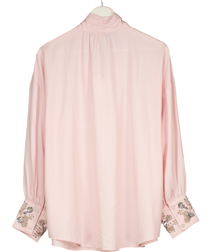 Monsoon Pink Ann Pussybow Embellished Blouse UK L