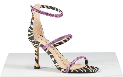 Kurt Geiger Black/ivory/pink Crystal Embellished vegan heeled Sandals UK 7 EU 40 👠