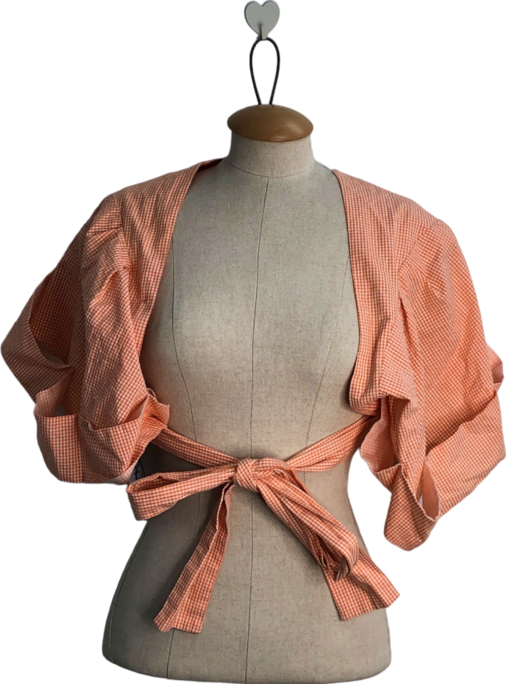 AVIVA Orange Gingham Backless Wrap Top UK XS