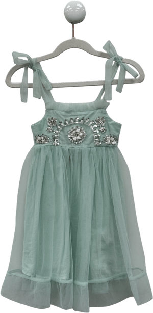 TUTU DU MONDE Dusty Aqua Green Embellished Tulle Dress 6 - 7 Years