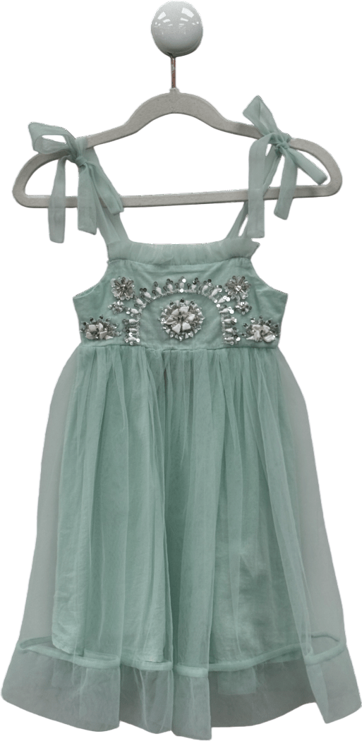 TUTU DU MONDE Dusty Aqua Green Embellished Tulle Dress 6 - 7 Years
