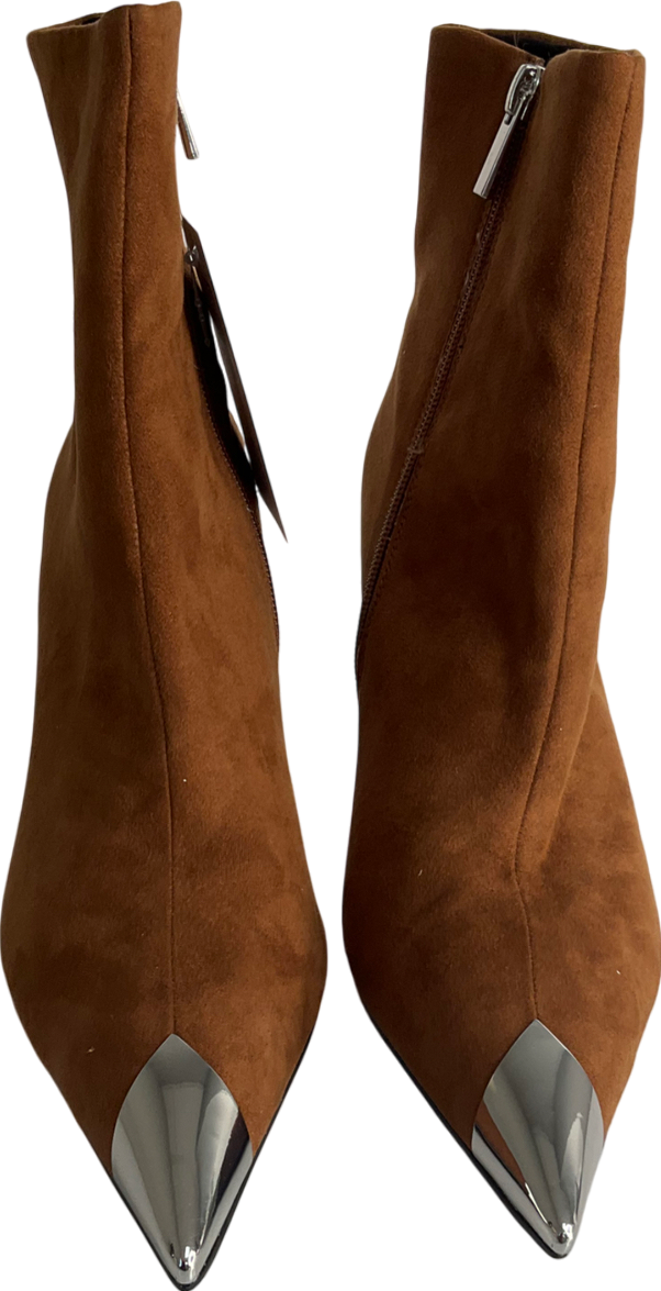 ASOS Brown Ellis Toe Cap High-heeled Boot In Tan UK 7 EU 40👠