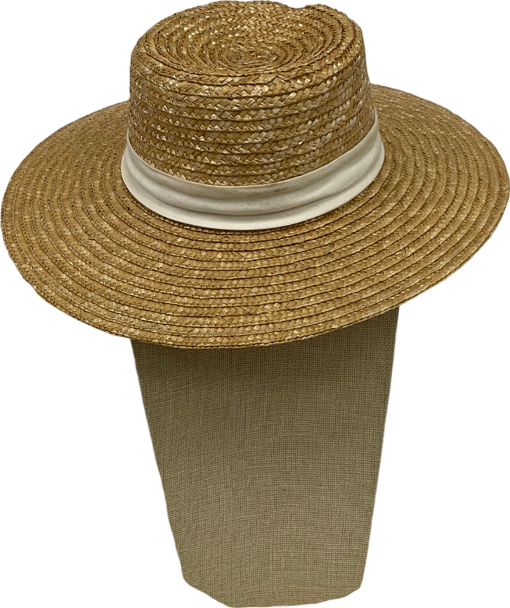 MANGO Nude Wicker Sun Hat With Cream Band One Size
