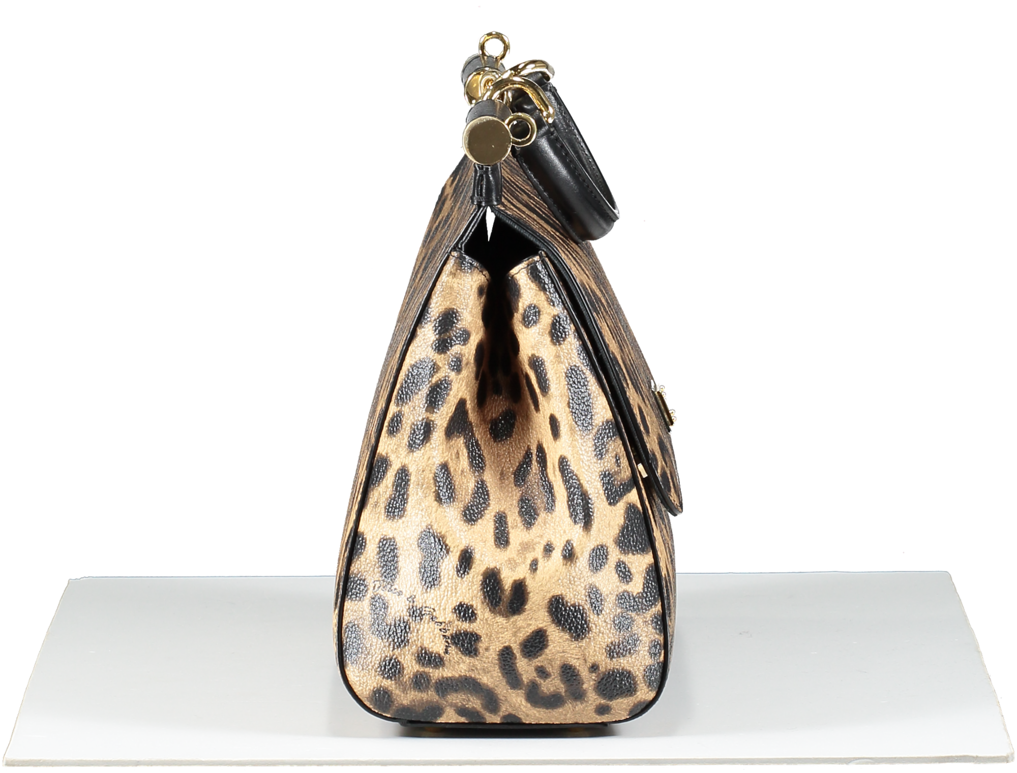 Dolce & Gabbana Brown Leopard Print Coated Canvas And Leather Medium Sicily Top Handle bag