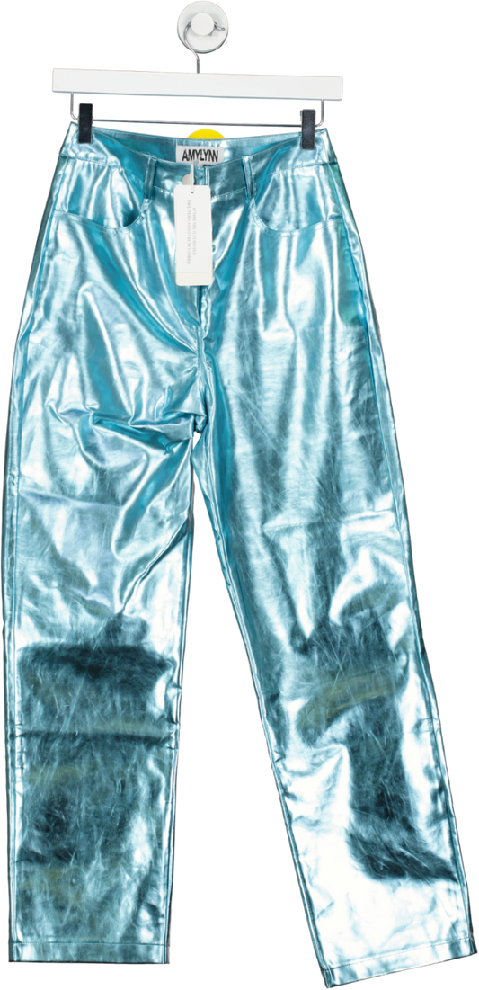 amylynn Blue Lupe Ice Metallic Trousers UK S
