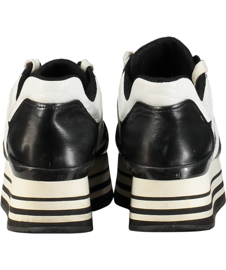 HOGAN Black / White Platform "H" Logo Trainers UK 5.5 EU 38.5 👠