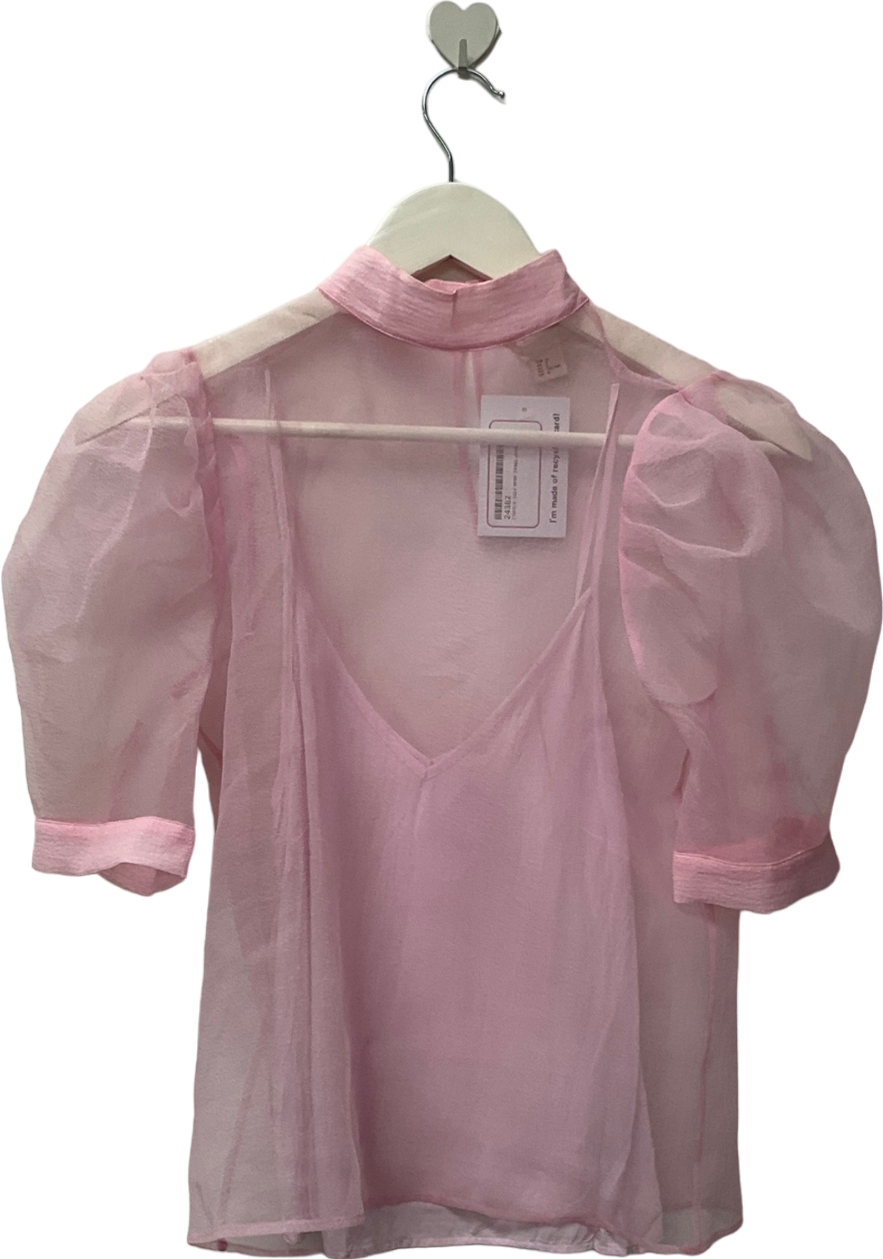 H&M Pink Sheer Top UK 8