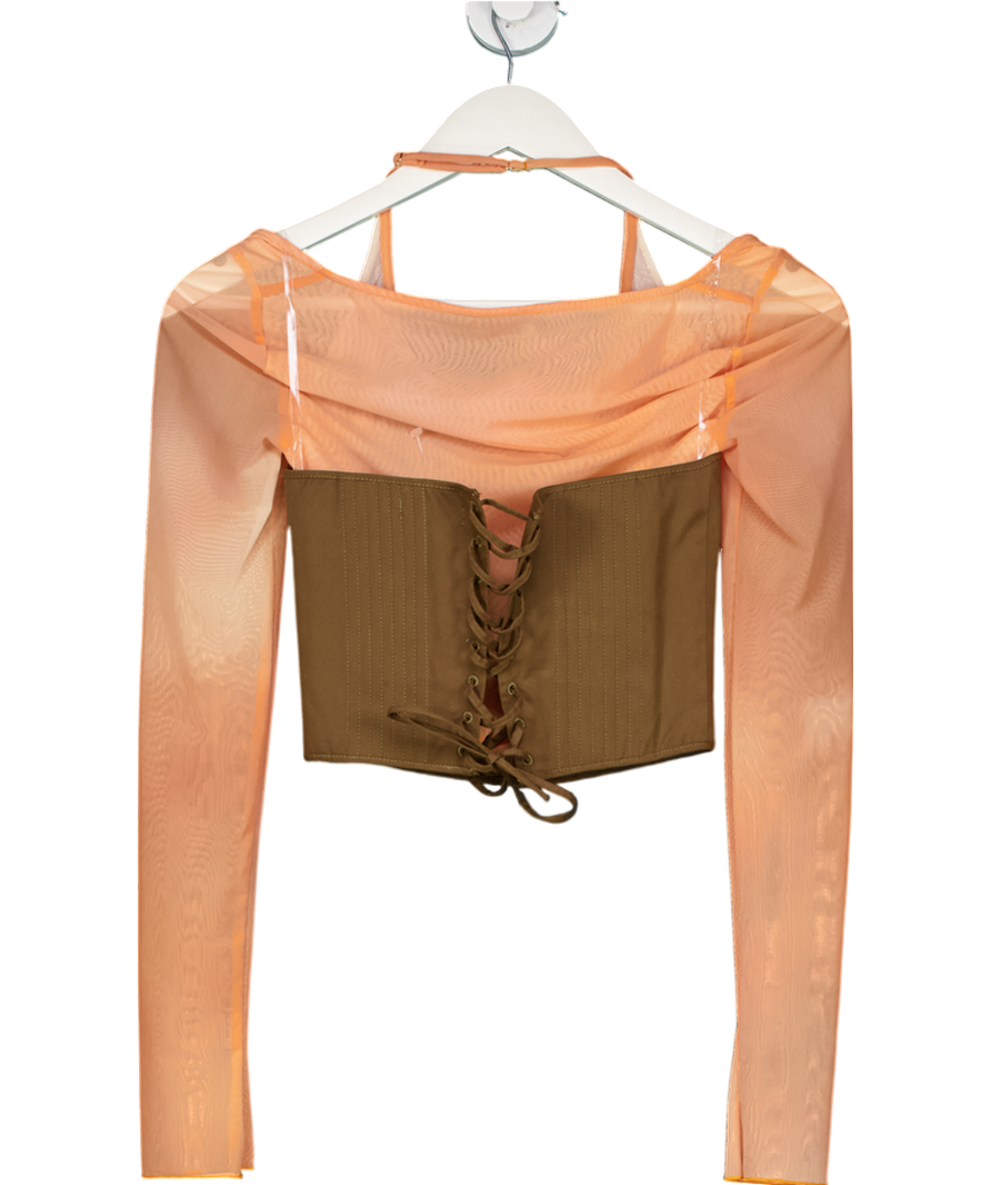 Mistress Rocks Orange Ombre Top With Lace Up Corset UK XS