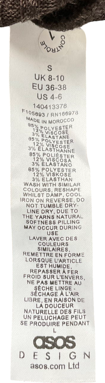 ASOS Brown Tie Waist Brushed Rib Mini Dress UK S