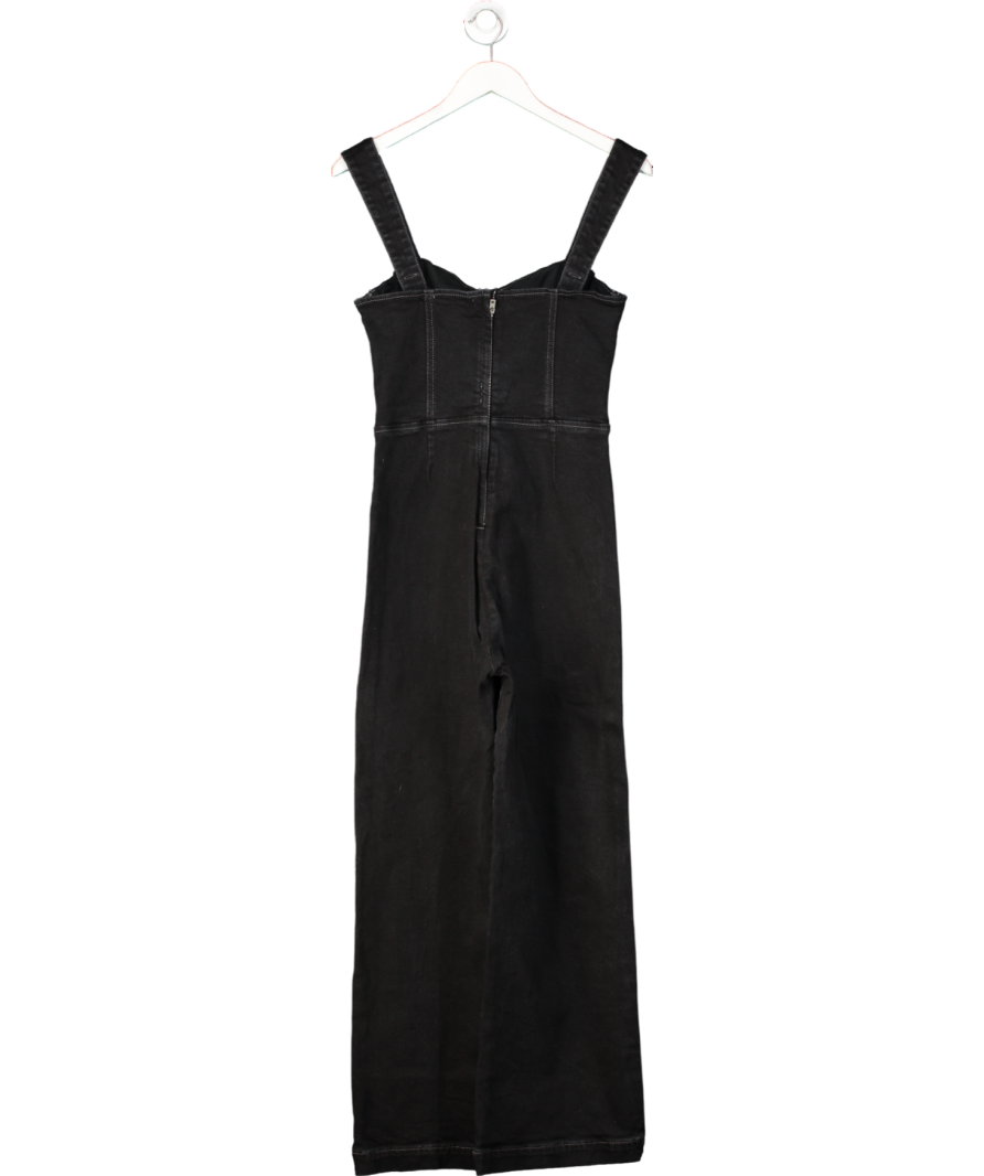 Reformation Black Denim Corset Jumpsuit UK 10