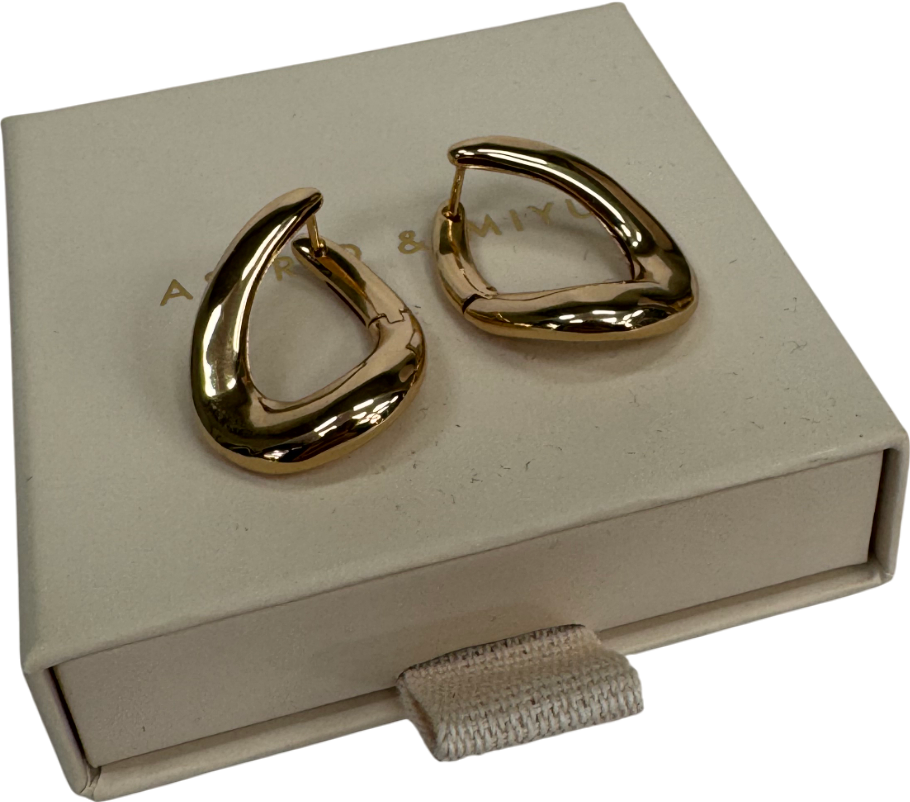 Astrid & Miyu Metallic Molten Large Hoops In Gold One Size