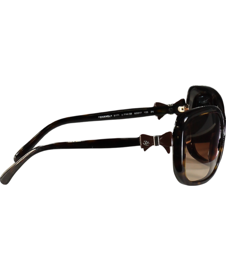 Chanel 5171 Tortoise / Black CC Bow Sunglasses In Case