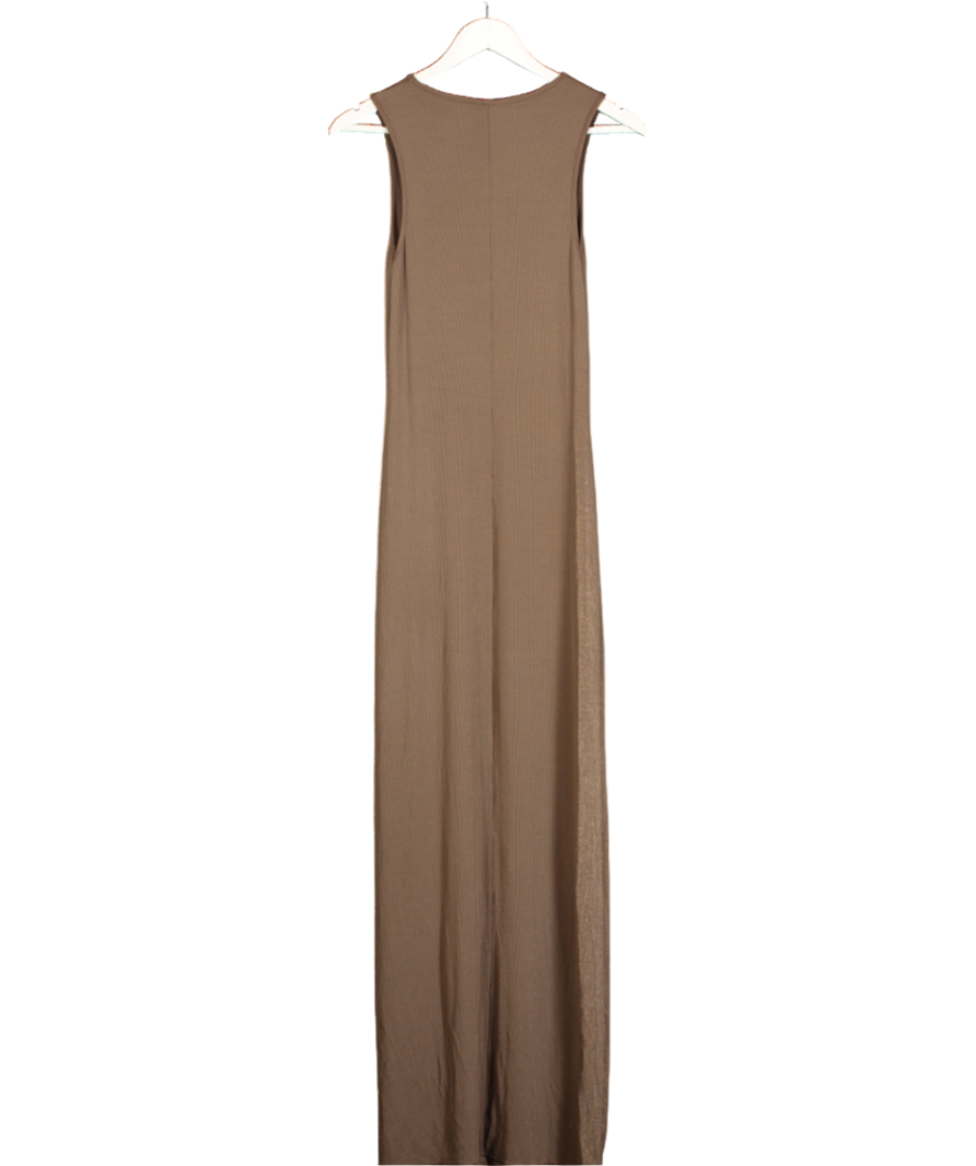 SKIMS Brown Ribbed Sleeveless Maxi Dress UK XL