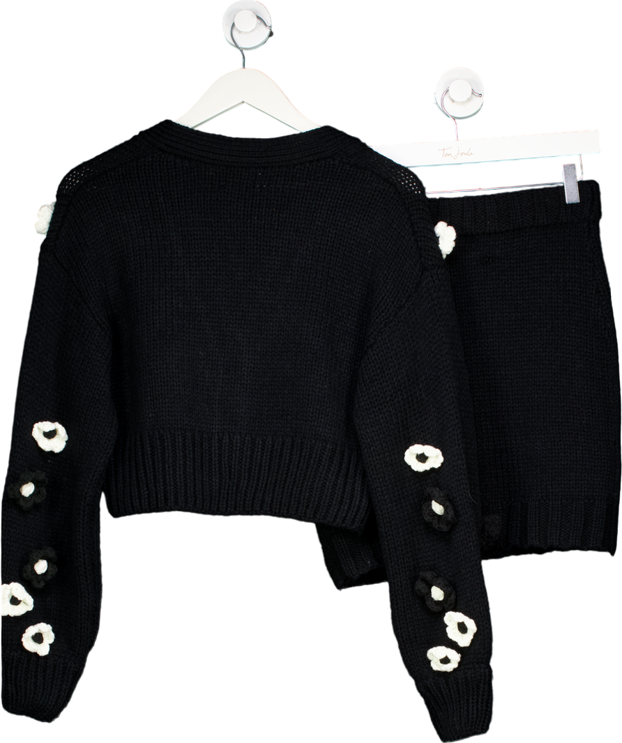 Club L Black Louvre Floral Cardigan And Triomphe Mini Skirt UK S