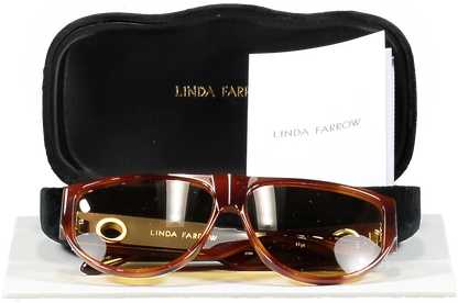 Linda Farrow Brown Elodie Flat Top Sunglasses In Tortoiseshell in case
