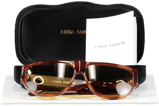 Linda Farrow Brown Elodie Flat Top Sunglasses In Tortoiseshell in case