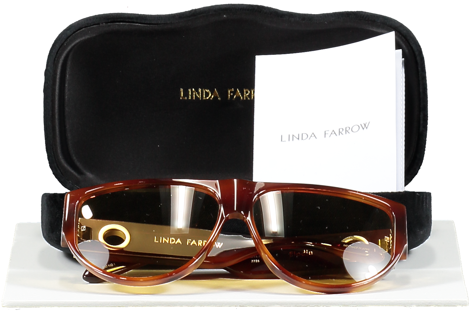 Linda Farrow Brown Elodie Flat Top Sunglasses In Tortoiseshell in case