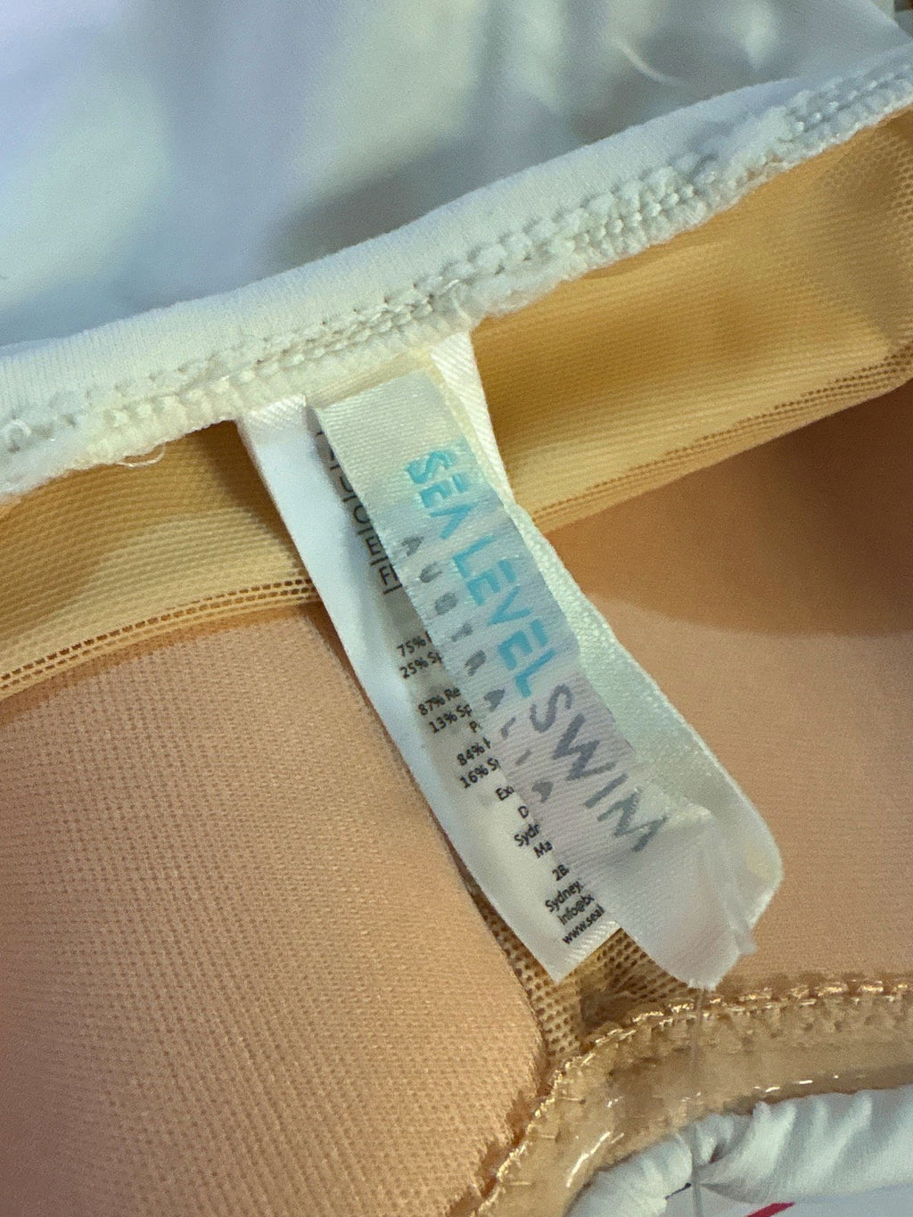 Sea Level Swim Casa Del Mar Flower Bandeau Swimsuit - Coconut UK 10