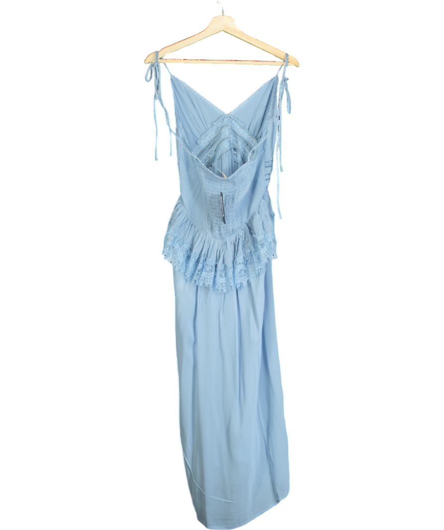 Free People Blue Kiki Slip Sheer Midi Dress UK M