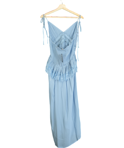 Free People Blue Kiki Slip Sheer Midi Dress UK M