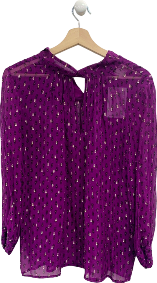 Ba&sh Purple Printed Sheer Blouse UK XS/S