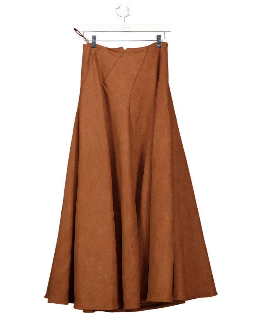V BY VERY Suedette Full Midaxi Skirt - Brown UK 8