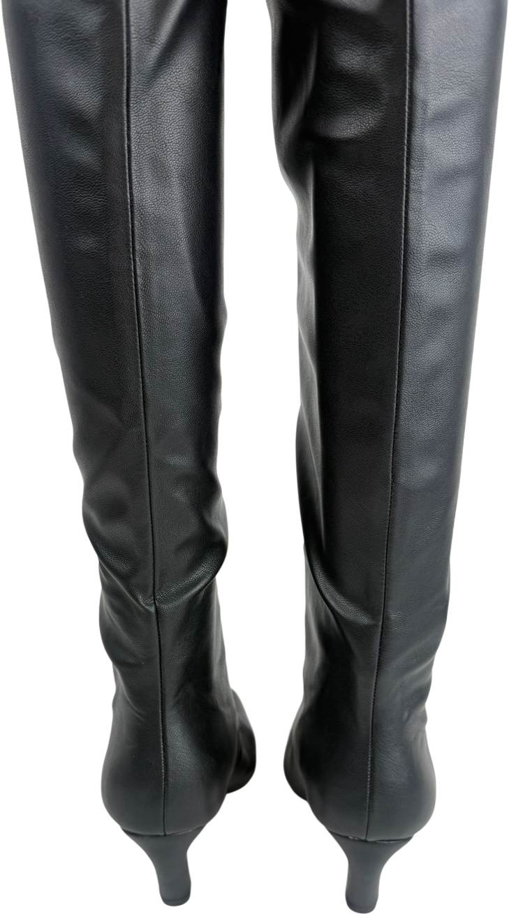 ASOS Black Square Toe Slouchy Over The Knee Boots UK 3 EU 36 👠