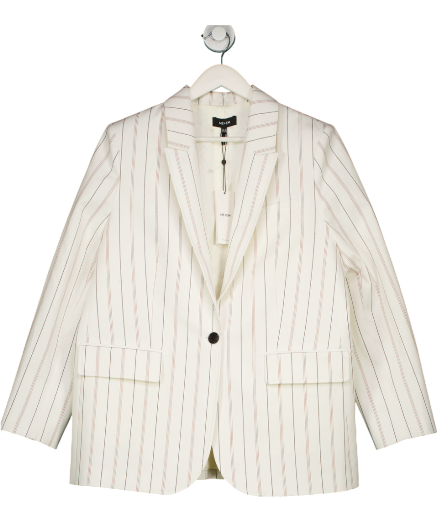 ME+EM White Cotton twill Pinstripe "The Very Useful" Blazer UK 16