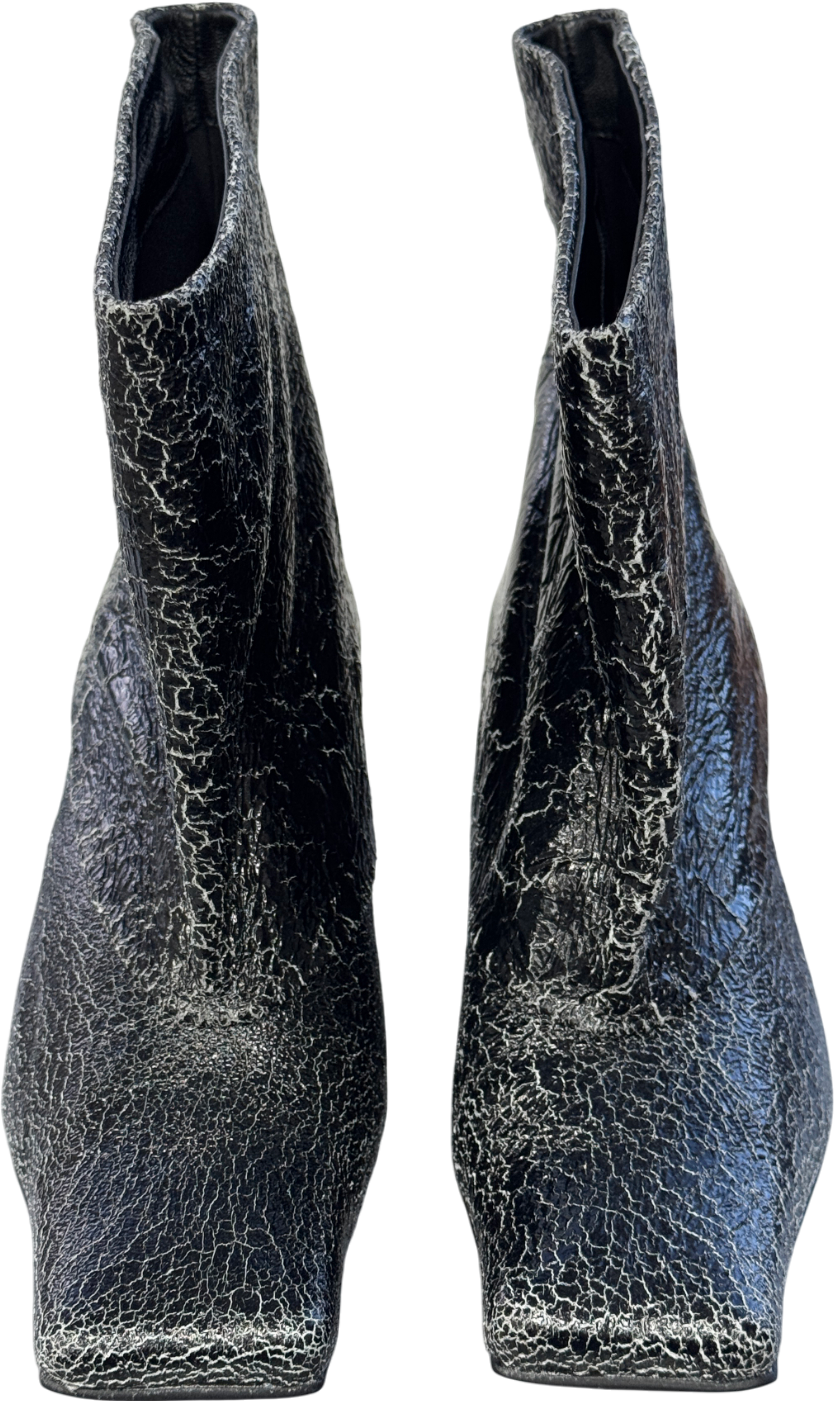 Naked Wolfe Shade Black Leather Wedge Boots UK 6 EU 39 👠