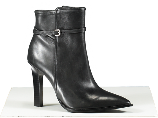 REISS Black Ada Leather Point Toe Ankle Boots UK 7 EU 40 👠