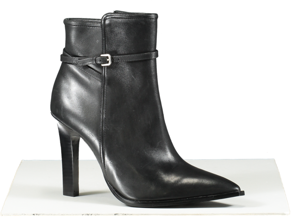 REISS Black Ada Leather Point Toe Ankle Boots UK 7 EU 40 👠